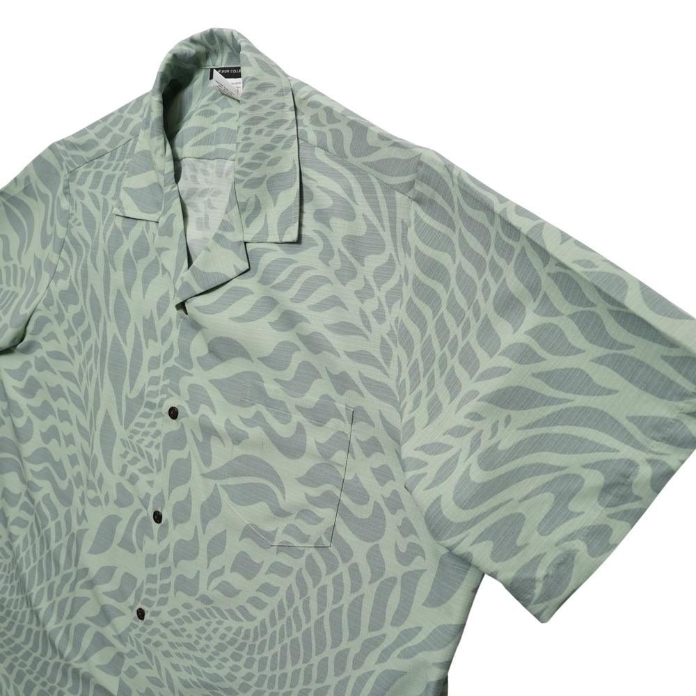 Design Collective Mens 2XL Hawaiian Shirt Sage Green Abstract Camp Collar Aloha